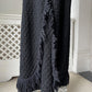 1960s Black Crochet Knit Nude Illusion Maxi Dress