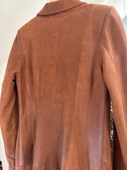 1990s Brown Leather Longline Coat