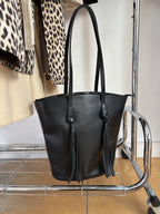 2010 Black Leather Handbag with Tassels