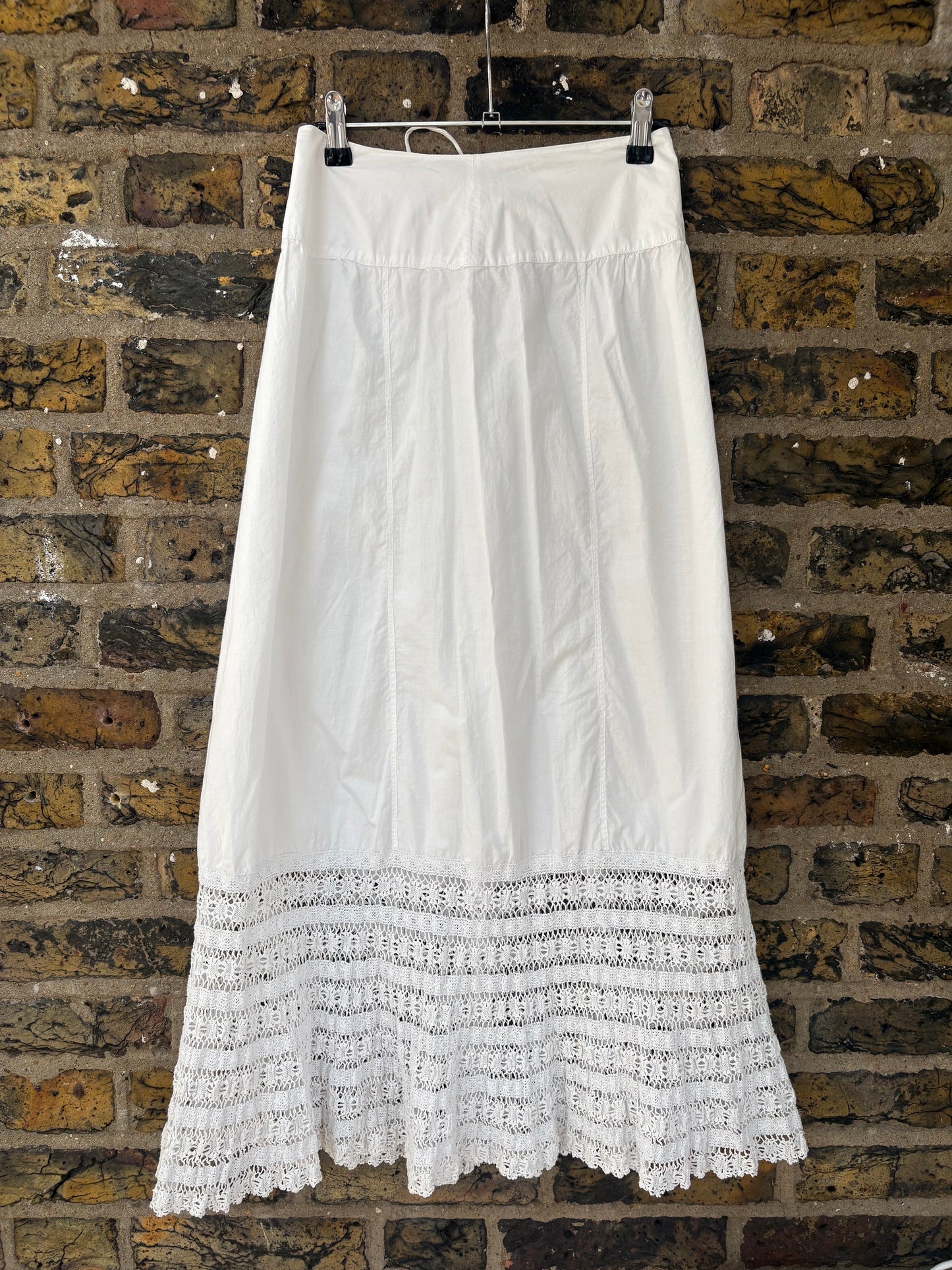 1900s Pure Cotton Petticoat with Crochetwork Hem