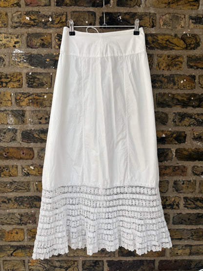 1900s Pure Cotton Petticoat with Crochetwork Hem