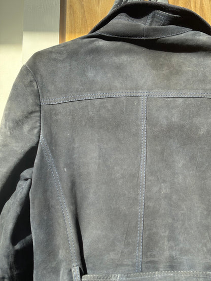 1970s Navy 'Furs-Ettex' Suede Trench Coat