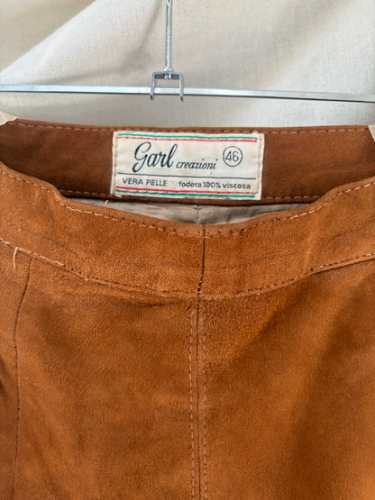 1970s Brown Suede Skirt