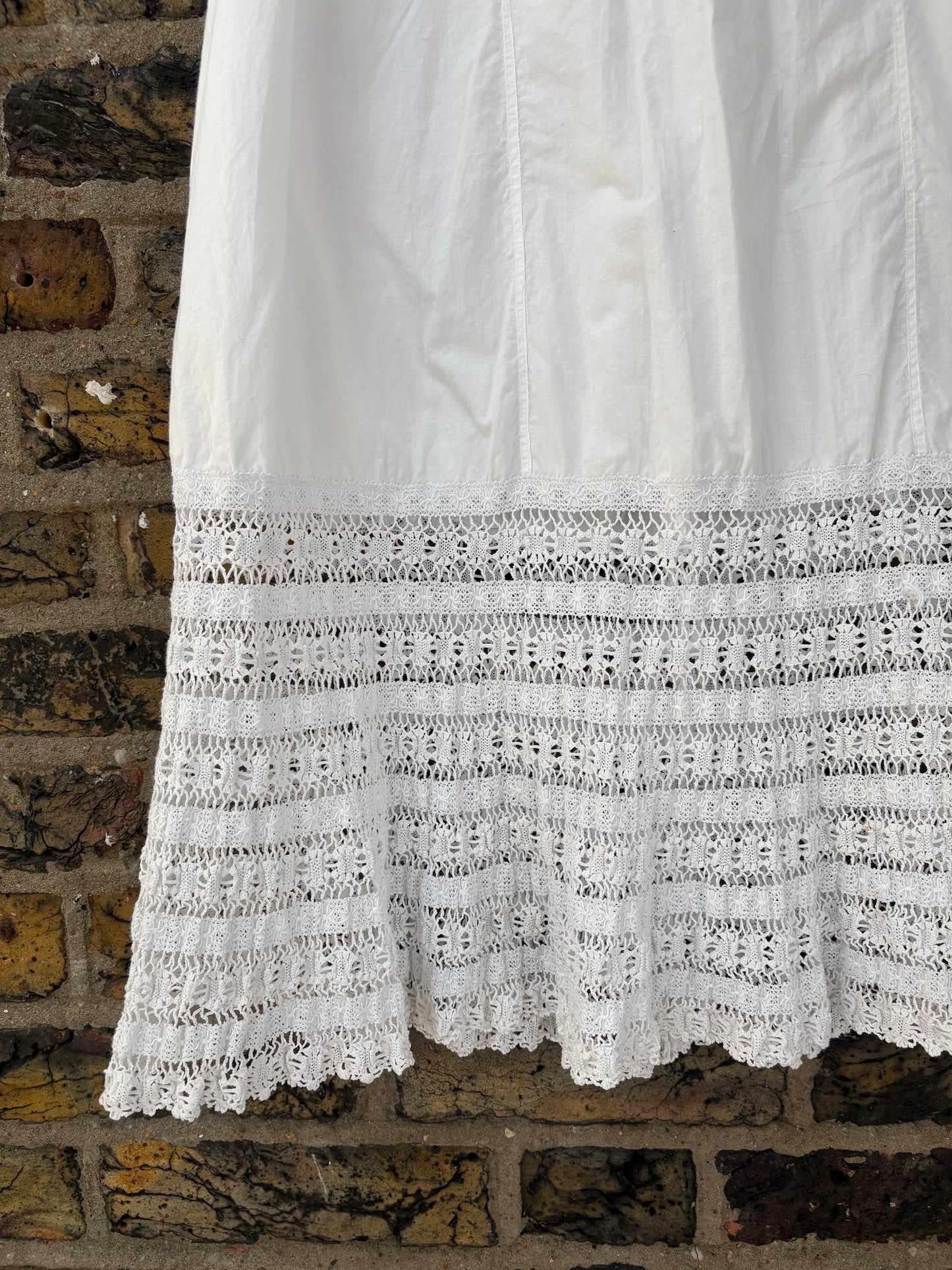 1900s Pure Cotton Petticoat with Crochetwork Hem