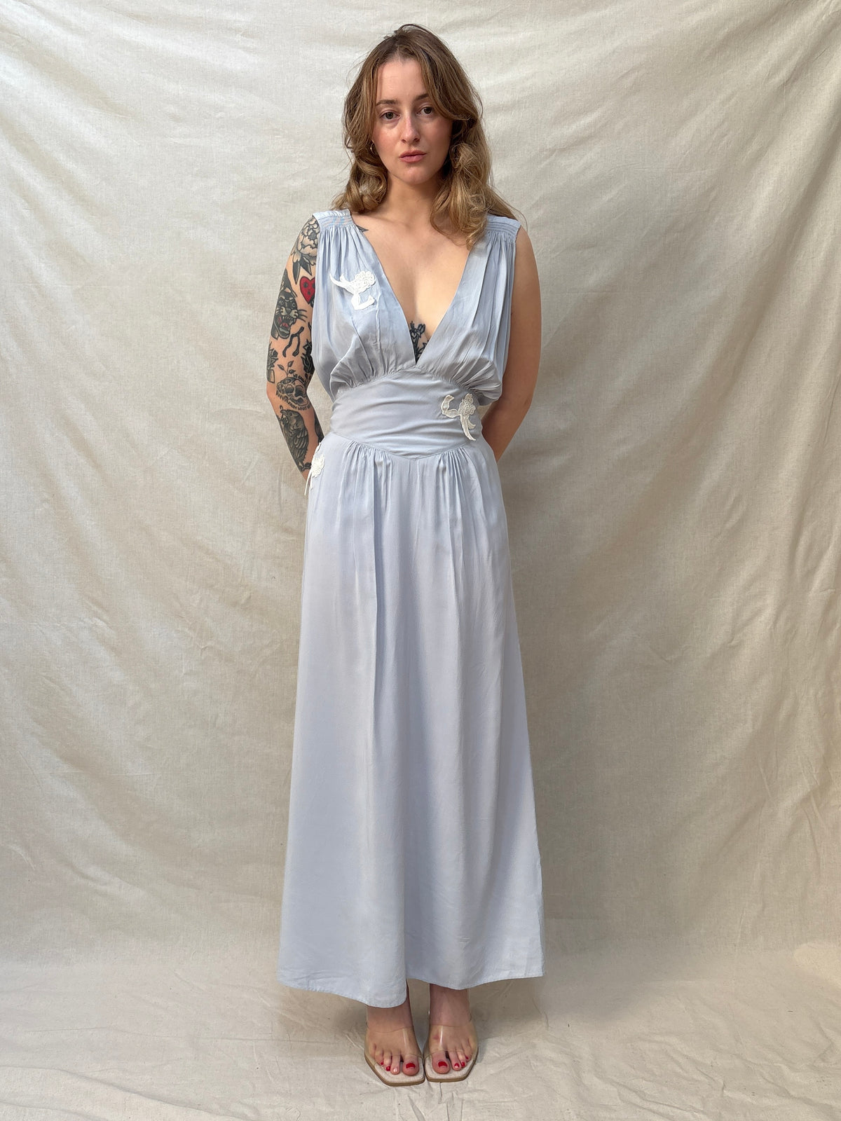 1940s Baby Blue 'Artemis Underthings' Slip Dress