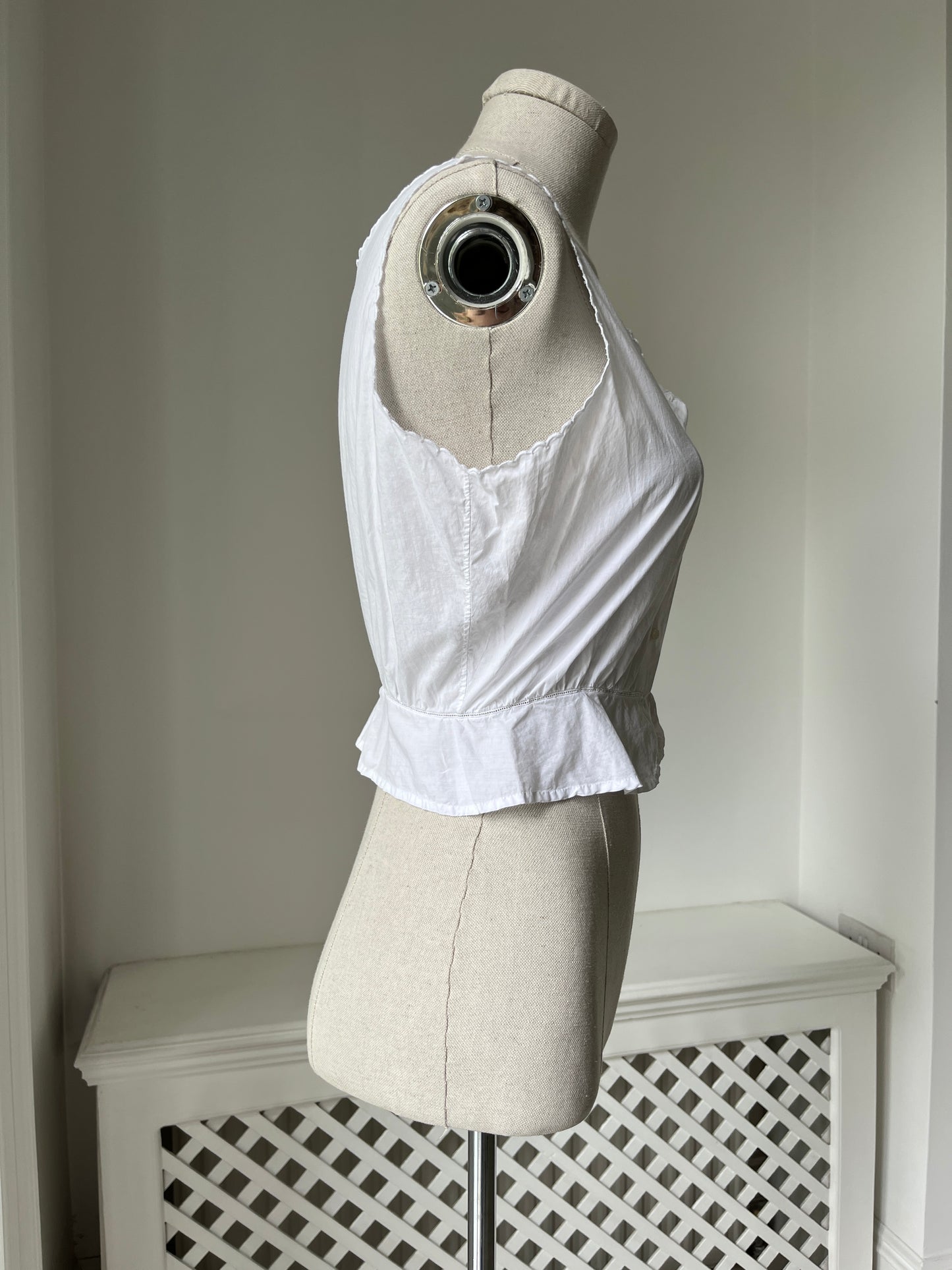 1910s Edwardian Corset Cover with Wisteria Embroidery