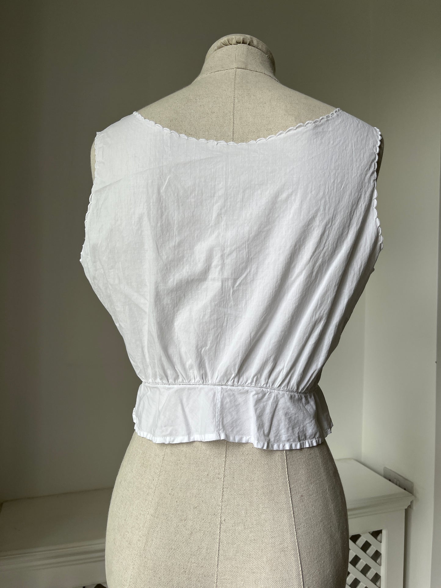 1910s Edwardian Corset Cover with Wisteria Embroidery