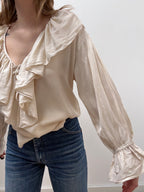 2000s Silk Ruffle Blouse