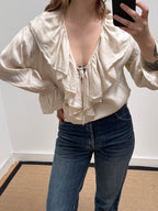 2000s Silk Ruffle Blouse