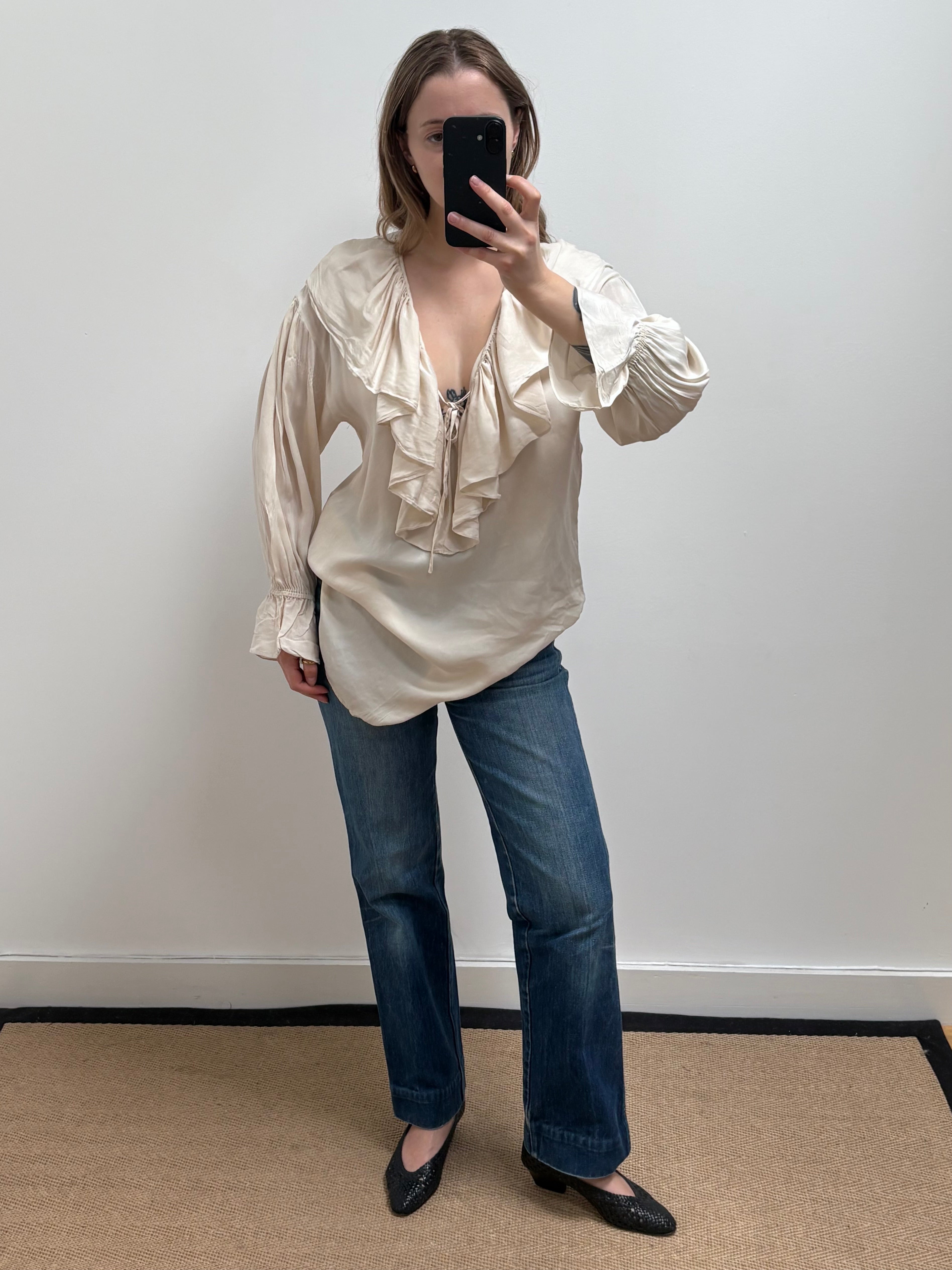 2000s Silk Ruffle Blouse