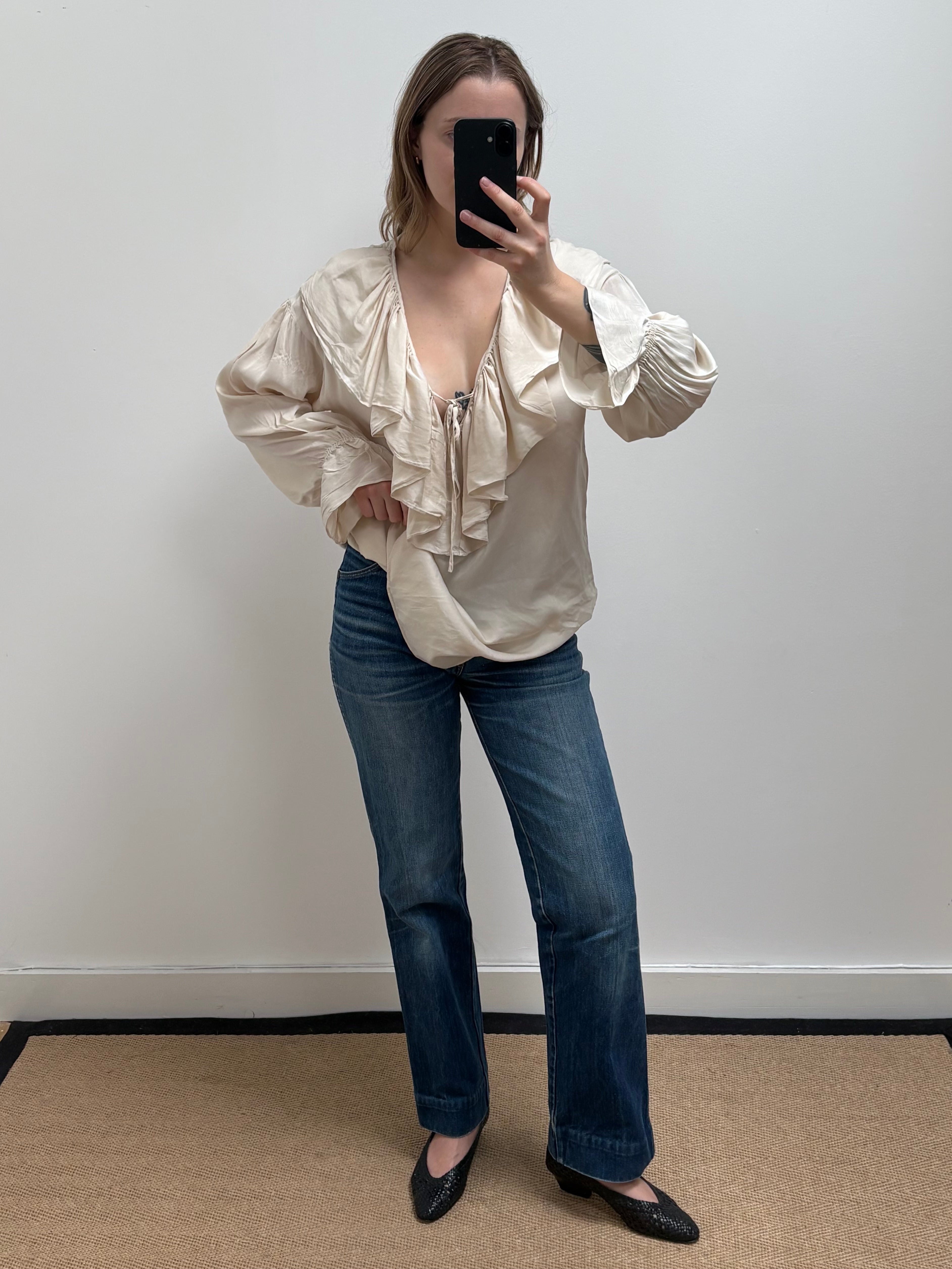 2000s Silk Ruffle Blouse