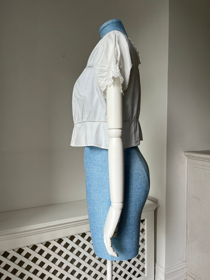 1910s Edwardian Corset Cover with Openwork Crochet