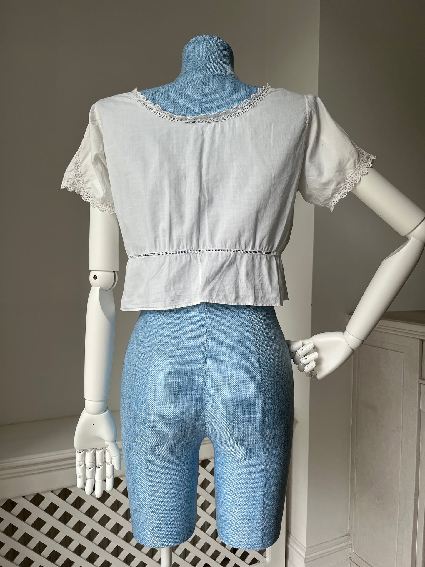 1910s Edwardian Corset Cover with Openwork Crochet