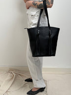 2010 Black Leather Handbag with Tassels
