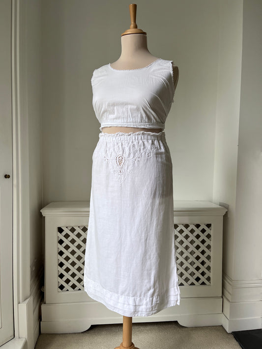 1990s Reworked Antique Tablecloth Skirt