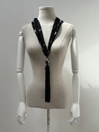 1990s Black Tassel Scarf Necklace/Belt