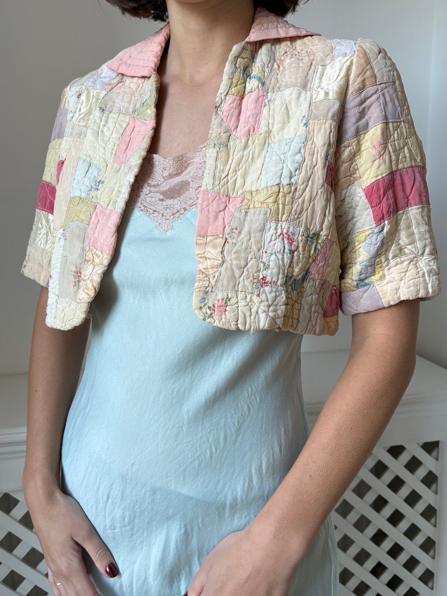 1940s *rare* Antique Patchwork Bed Jacket