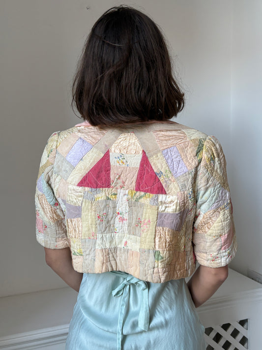 1940s *rare* Antique Patchwork Bed Jacket