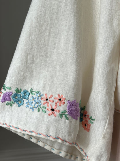 1940s Hand Embroidered Cotton Bed Jacket