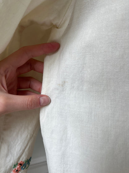 1940s Hand Embroidered Cotton Bed Jacket