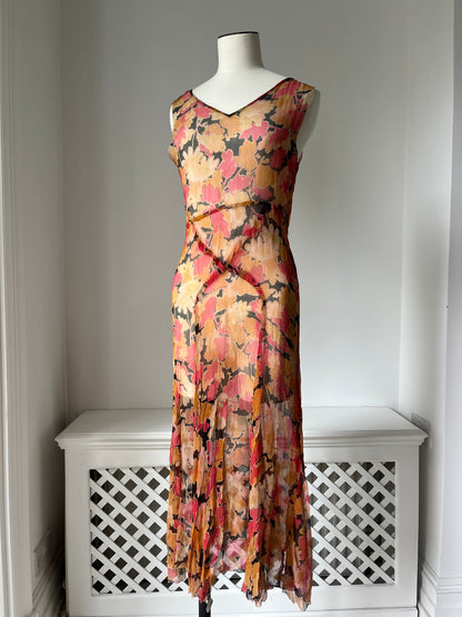 1930s Silk Chiffon Floral Dress Set