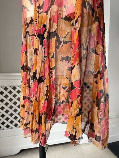 1930s Silk Chiffon Floral Dress Set