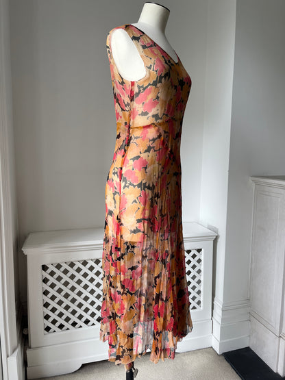1930s Silk Chiffon Floral Dress Set