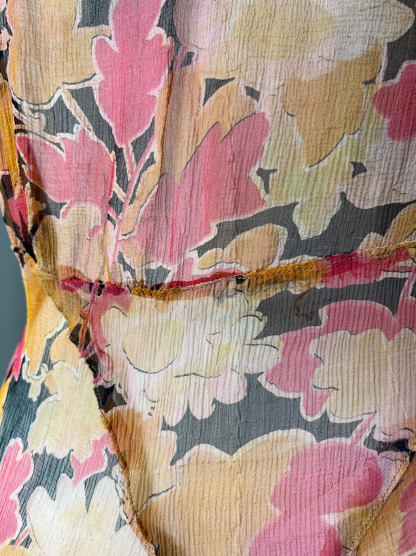 1930s Silk Chiffon Floral Dress Set