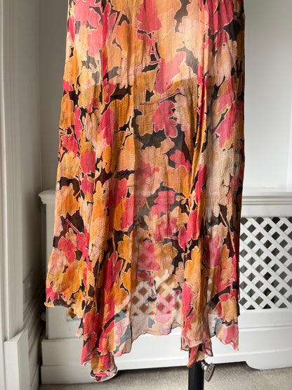 1930s Silk Chiffon Floral Dress Set