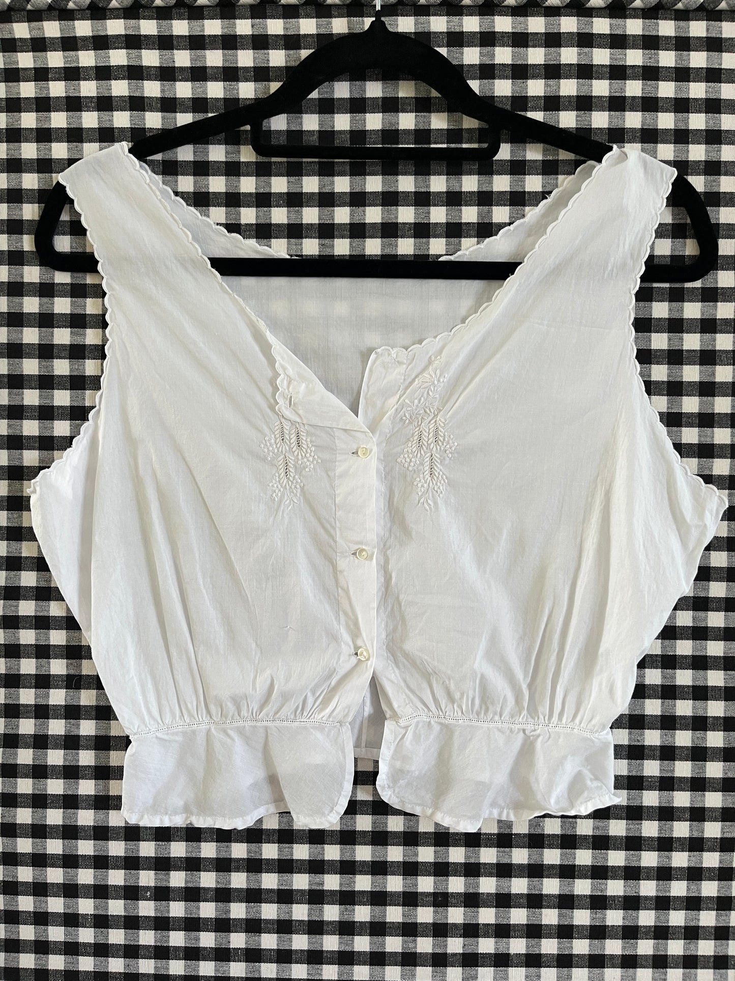 1910s Edwardian Corset Cover with Wisteria Embroidery