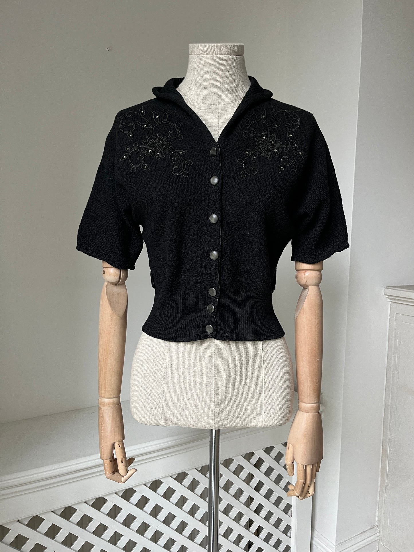 1950s Black Cropped Cardigan