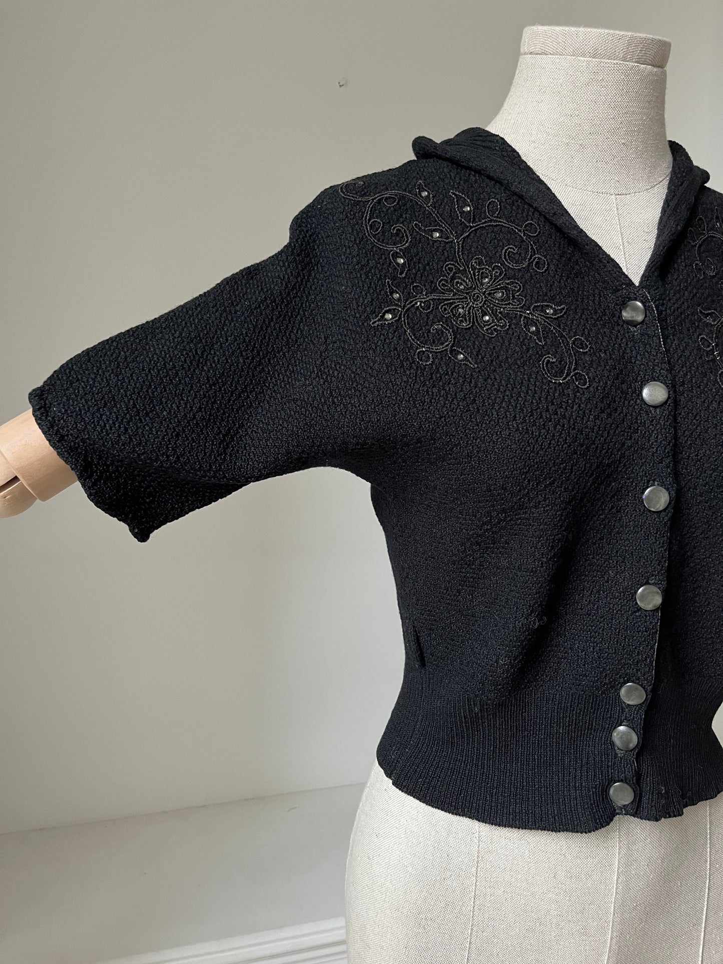 1950s Black Cropped Cardigan