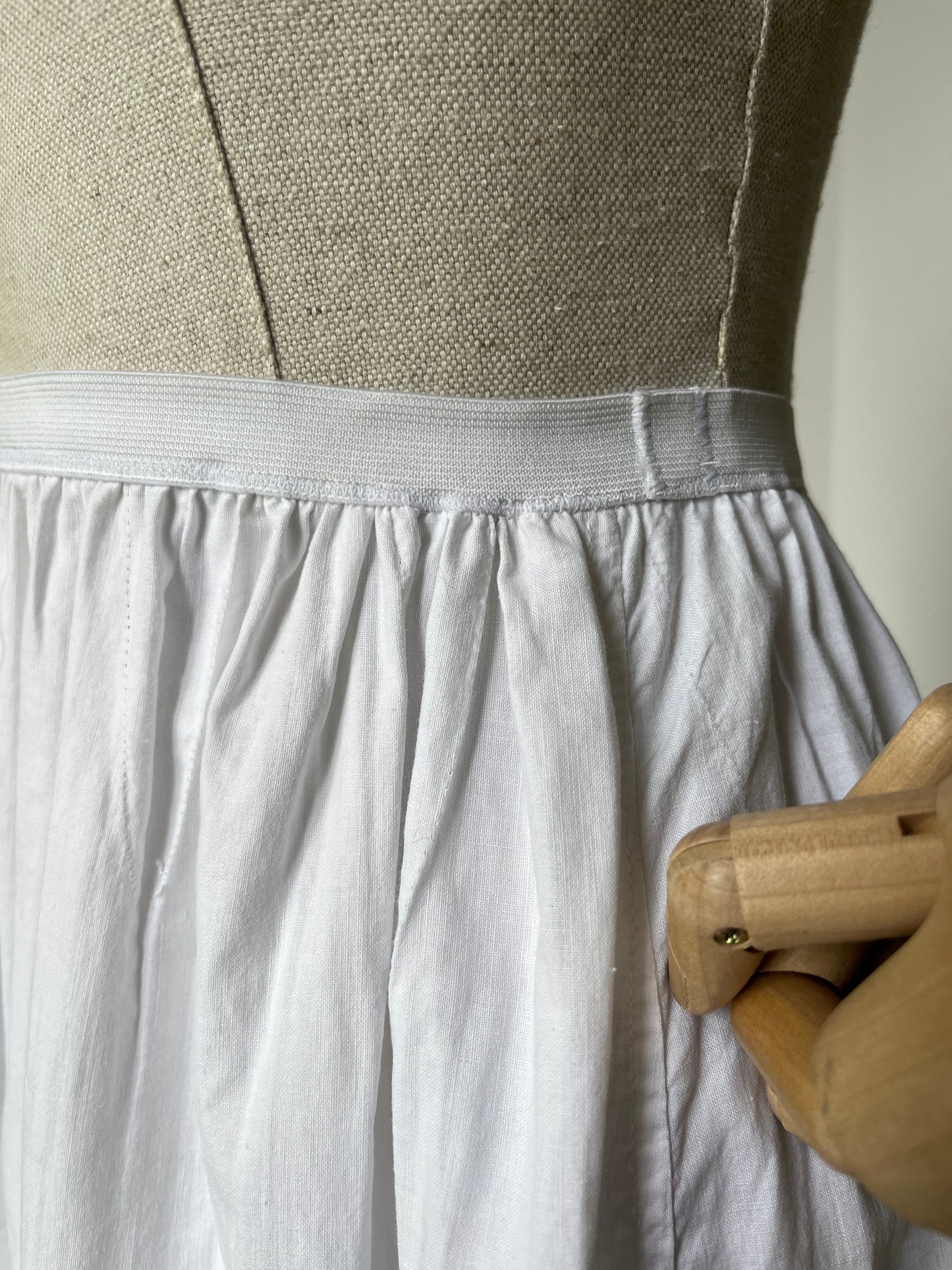 1910s Cotton Petticoat Underskirt with Broderie Anglaise