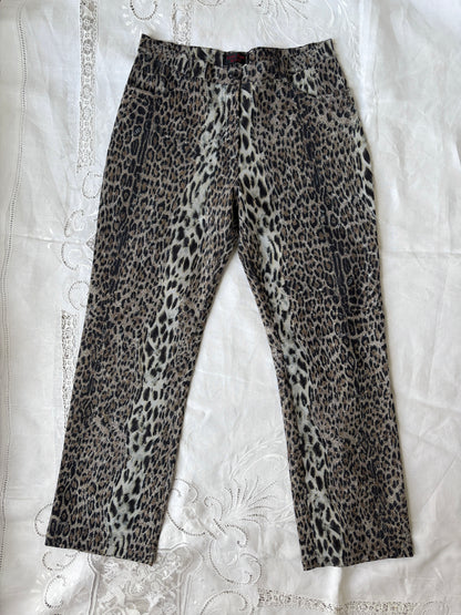 2000s Y2K Italian Leopard Print Trousers
