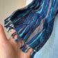 1970s Blue Striped Silk Scarf