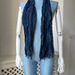1970s Blue Striped Silk Scarf