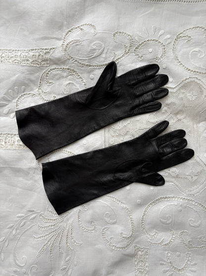 1960s Black Leather Gloves