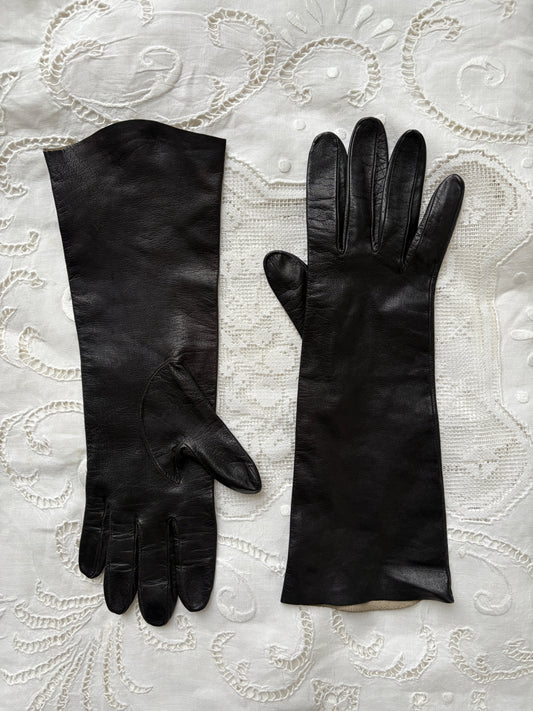 1960s Black Leather Gloves
