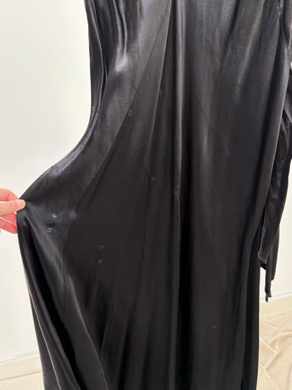 1930s Black Satin Beaded Evening Dress (wounded)