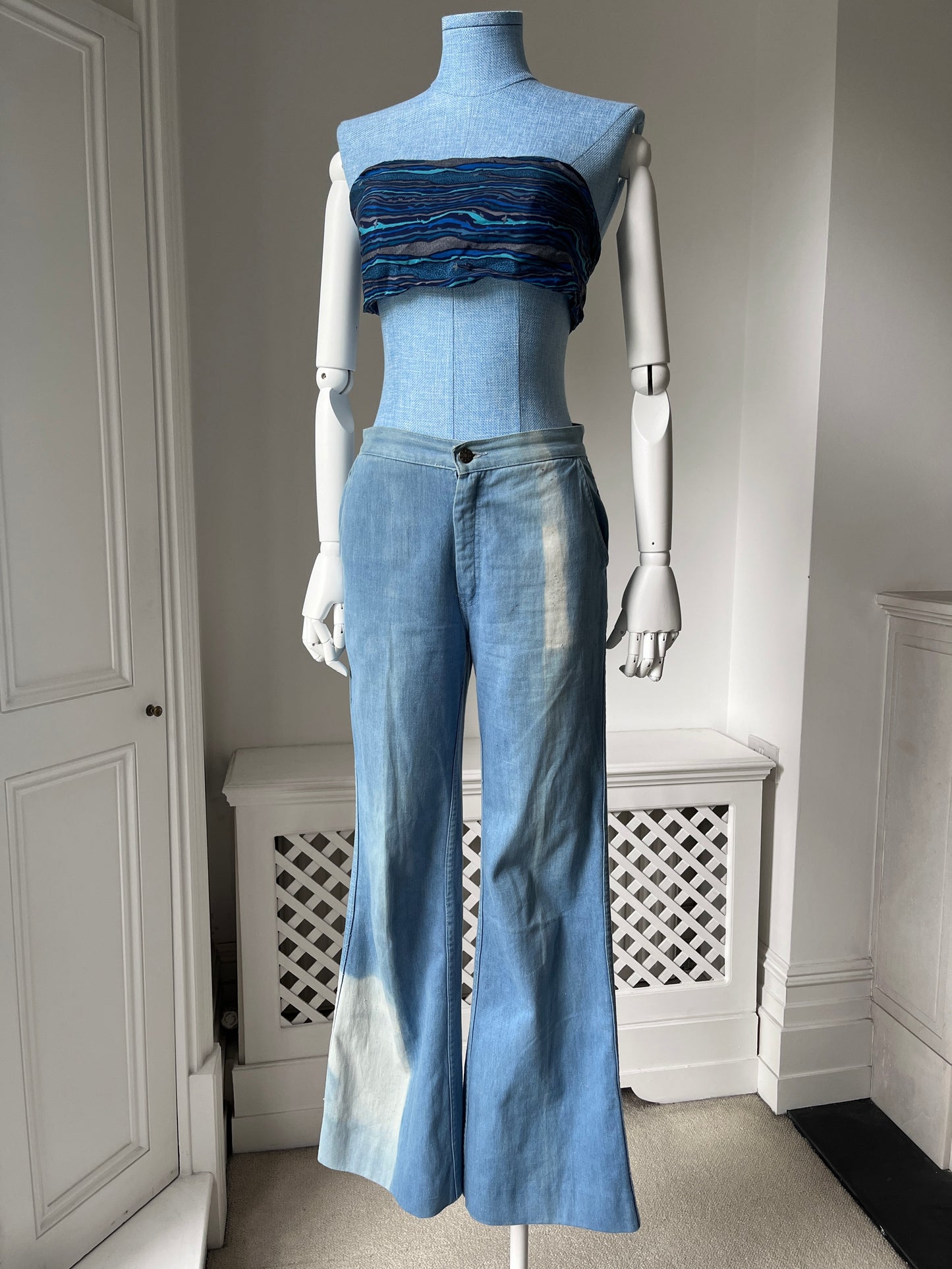 1970s Bleached Bell Bottom Jeans