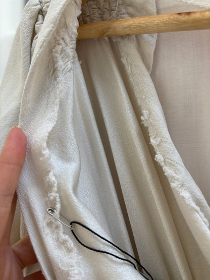1930s Grey Toned Ivory Crepe Bias Cut Dress