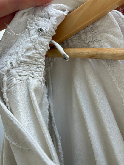1930s Grey Toned Ivory Crepe Bias Cut Dress