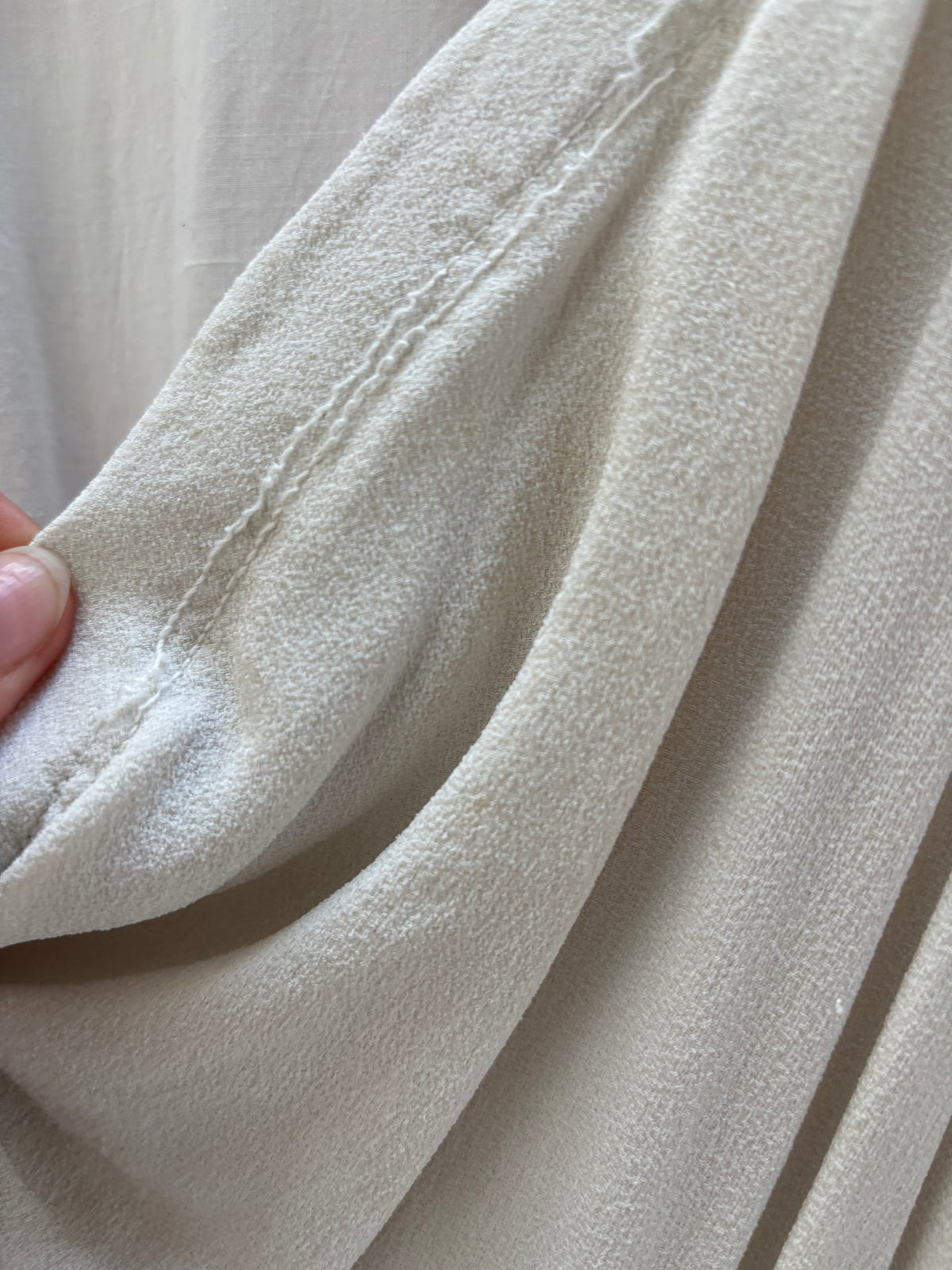 1930s Grey Toned Ivory Crepe Bias Cut Dress