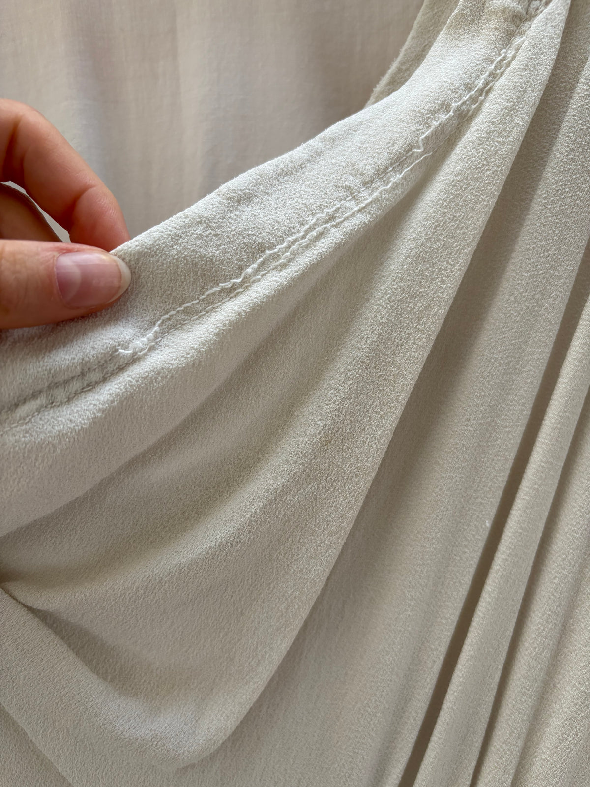 1930s Grey Toned Ivory Crepe Bias Cut Dress