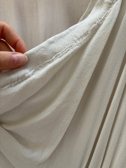 1930s Grey Toned Ivory Crepe Bias Cut Dress