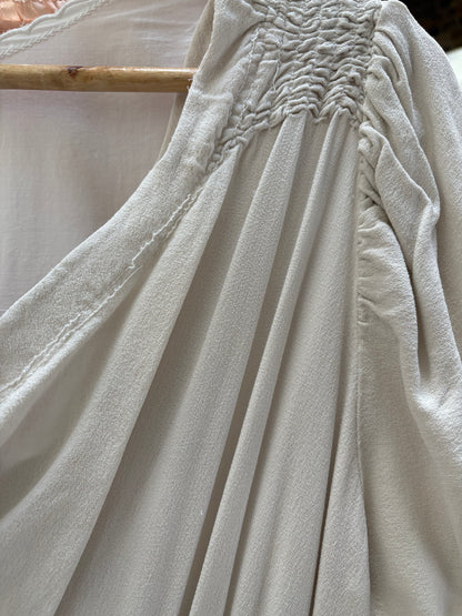 1930s Grey Toned Ivory Crepe Bias Cut Dress