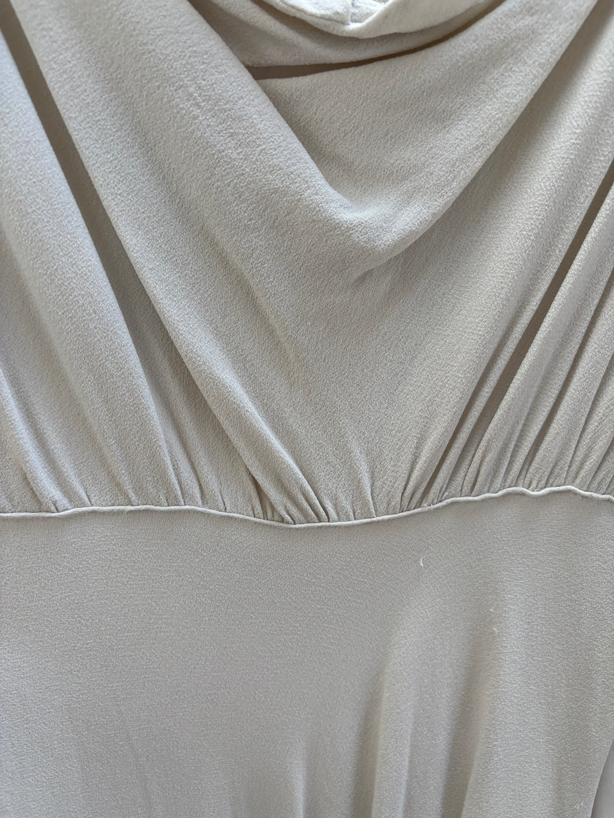 1930s Grey Toned Ivory Crepe Bias Cut Dress