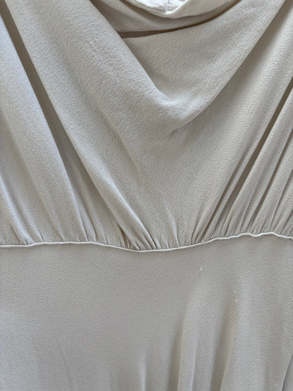 1930s Grey Toned Ivory Crepe Bias Cut Dress