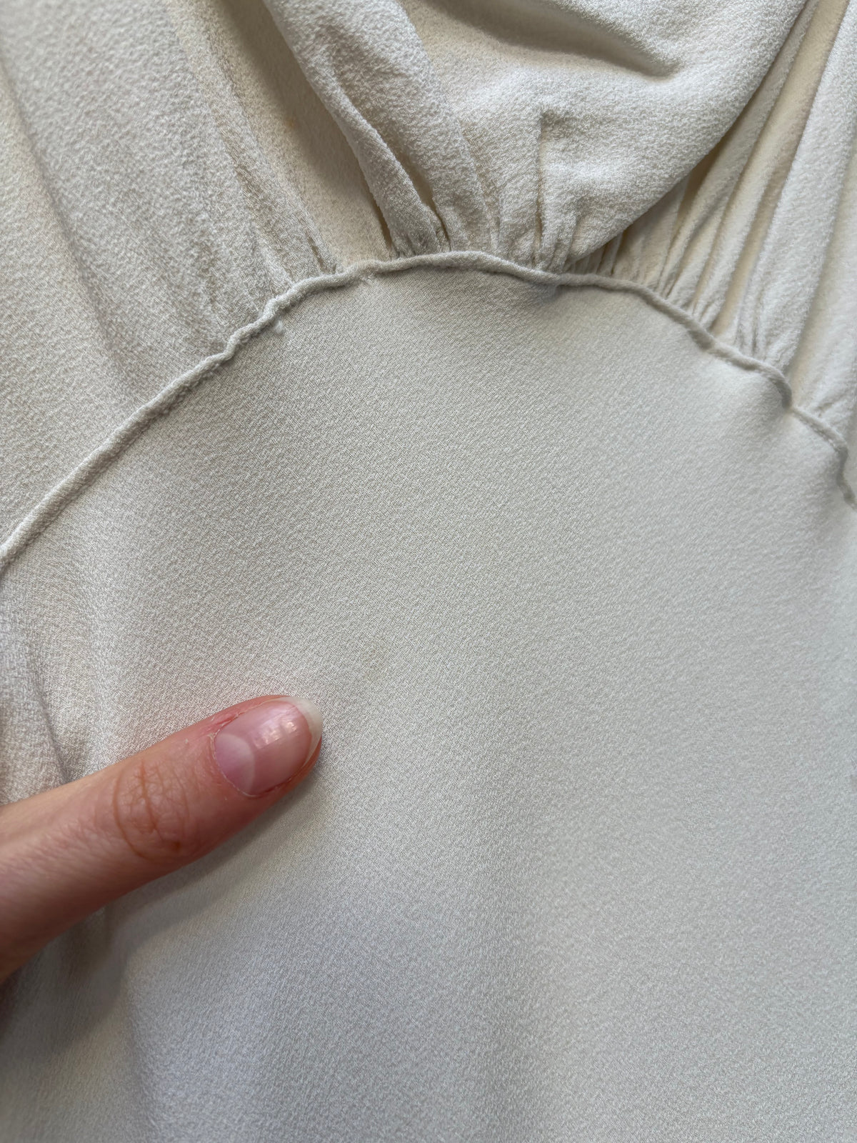 1930s Grey Toned Ivory Crepe Bias Cut Dress