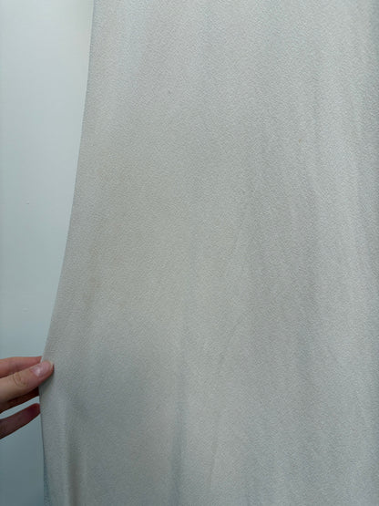 1930s Grey Toned Ivory Crepe Bias Cut Dress